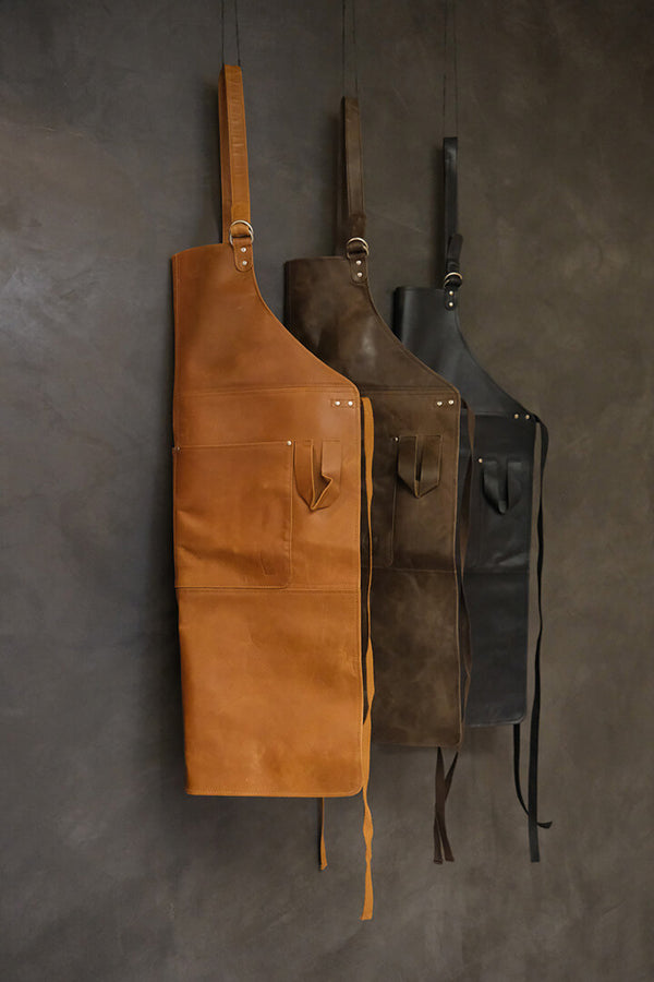 Nor brown leather apron -large