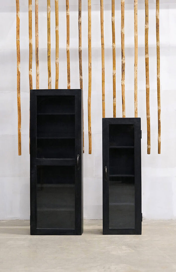 Black wooden wall cabinet - tall