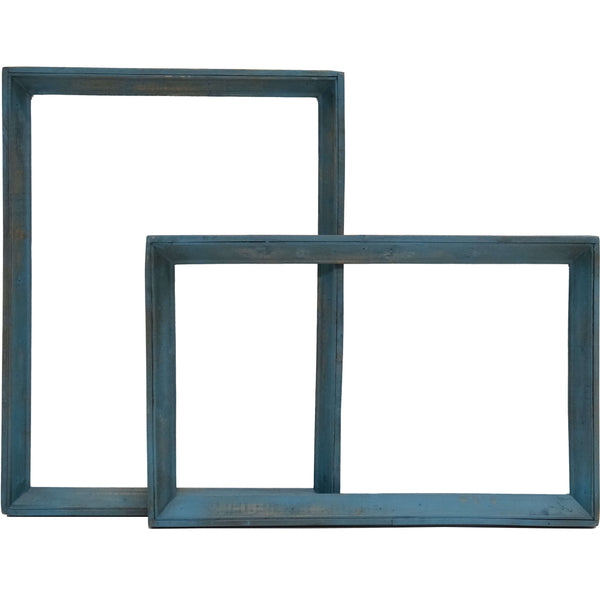 Old blue wooden frame - S