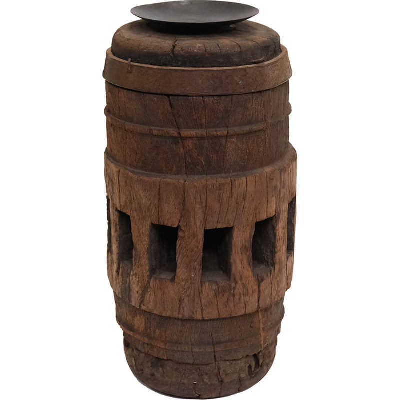 Pilu candlestick of old wheel hub - L