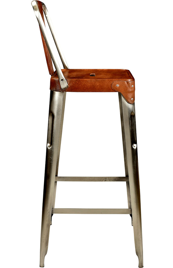 Copenhagen bar stool in iron and leather