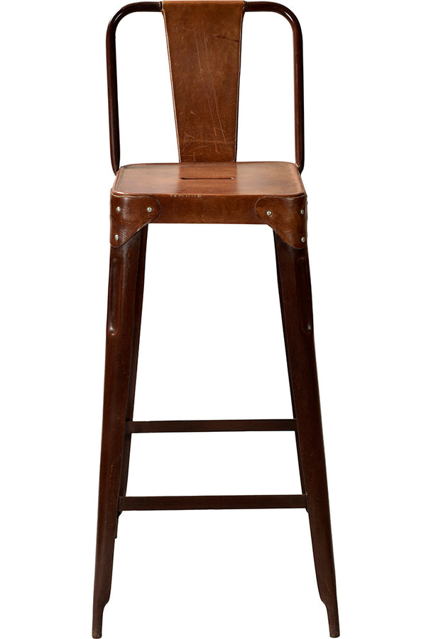 Copenhagen bar stool in iron and leather