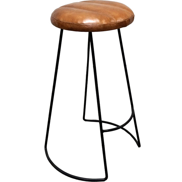 Ray bar stool with round leather seat