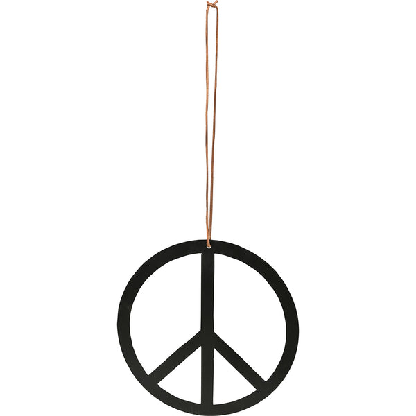 Peace sign in leather cord - large