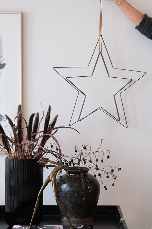 Star with a leather cord - medium