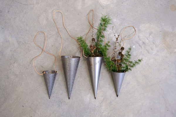 Perforated iron cone decor - small