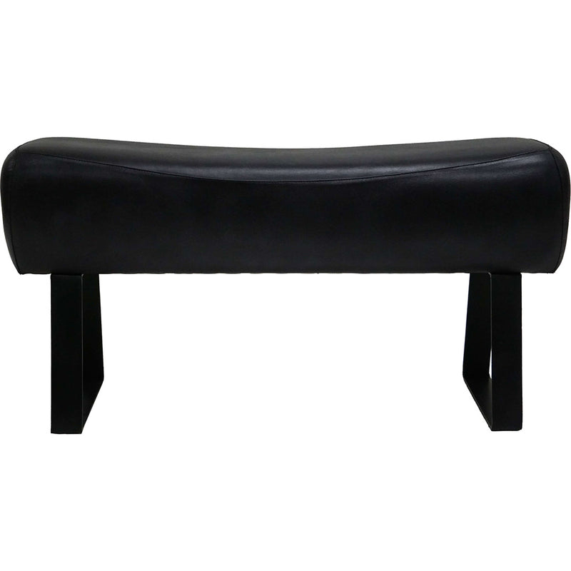 Nero leather pouf - black