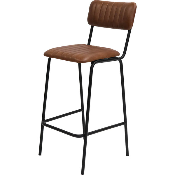 Diner bar stool with quilted leather - brown/black