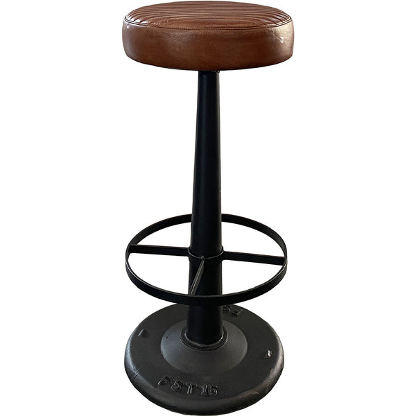 Bowie bar stool with quilted leather seat