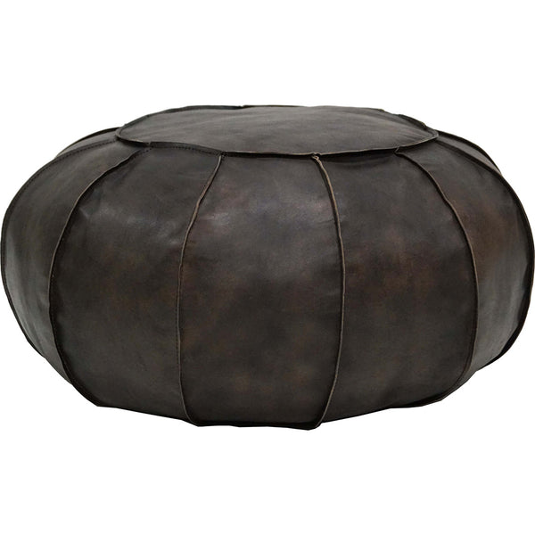 Gustav round leather pouf